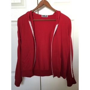 Red zip-up hoodie